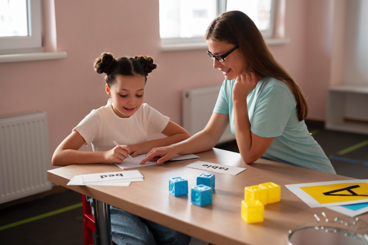 Young person receiving educational support