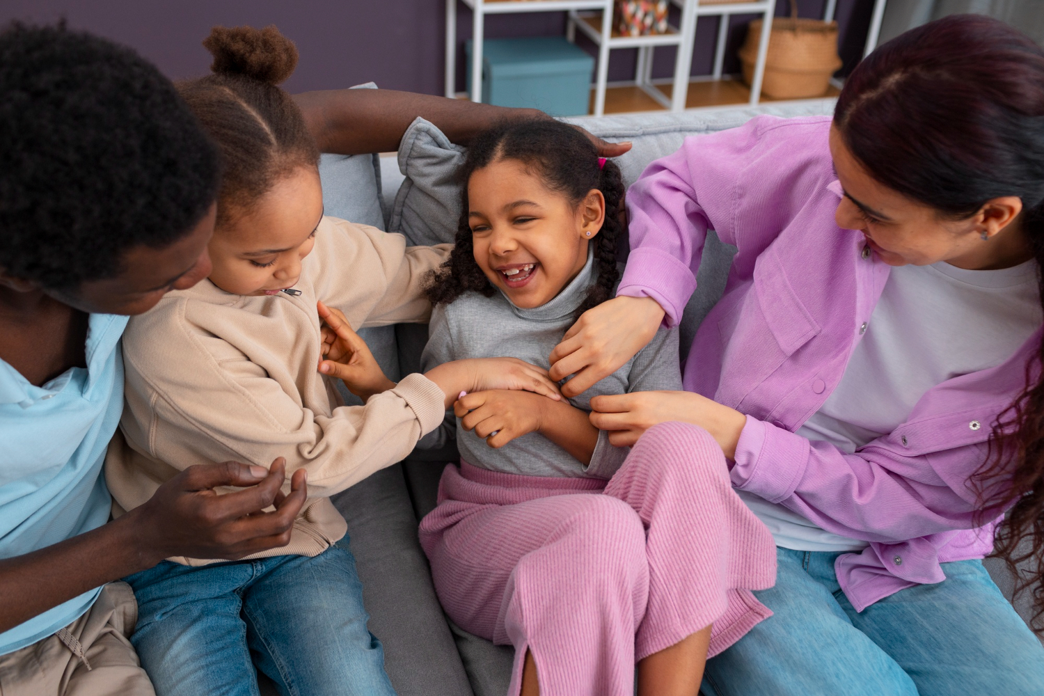 Family members sharing a positive moment