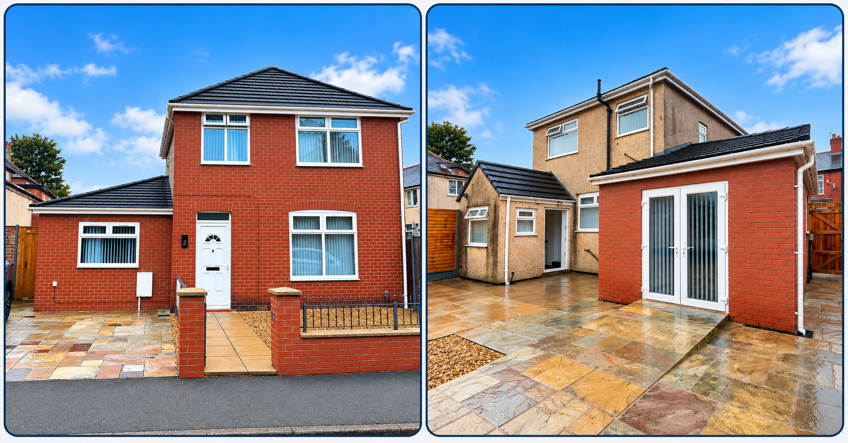 Front and rear exterior views of Floyd Lodge in Preston